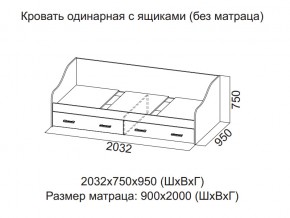 Кровать одинарная с ящиками (Без матраца 0,9*2,0) в Кунгуре - kungur.магазин96.com | фото